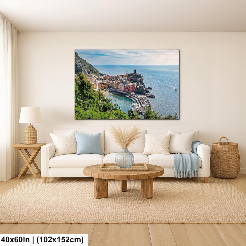Vernazza Cinque Terre Photography Print – Colorful Italian Village Cliffside View 40x60”