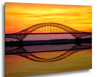 Robert Moses Bridge Sunset Reflection Art Print