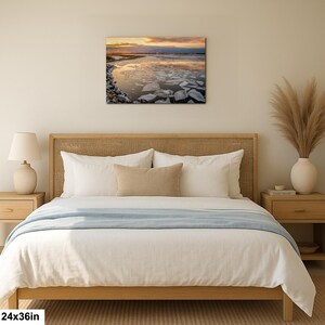 Long Island Sound Sunset Print, Winter Ice Photography image 6