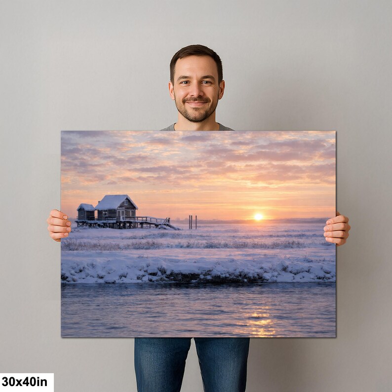 Shack Marsh Winter Landscape, Great South Bay Coastal Art Print image 7
