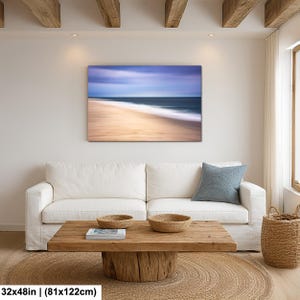 Ethereal Horizon, Calm Ocean Waves on a Sandy Beach Photo Print | Abstract Art, 32x48”