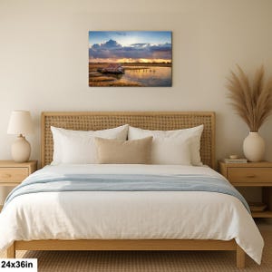 South Bay Shack Print | Marshland Sunset Photography of Historic House image 6