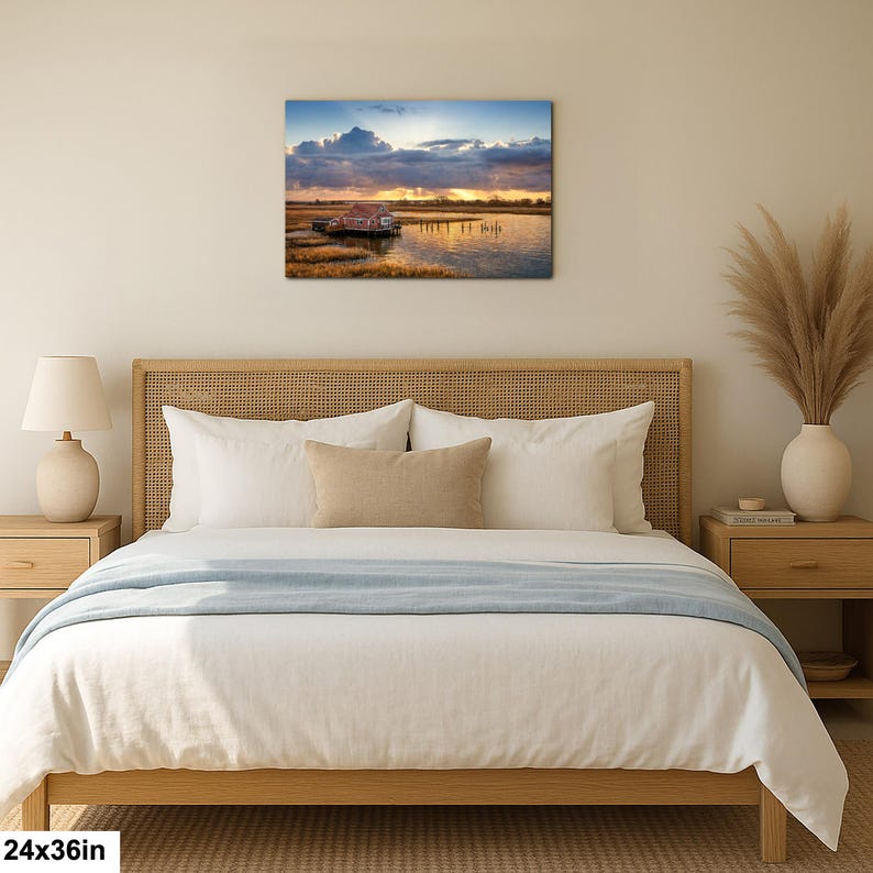 South Bay Shack Print | Marshland Sunset Photography of Historic House image 6