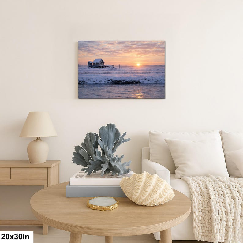 Shack Marsh Winter Landscape, Great South Bay Coastal Art Print 20x30”