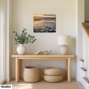 Long Island Sound Sunset Print, Winter Ice Photography image 2