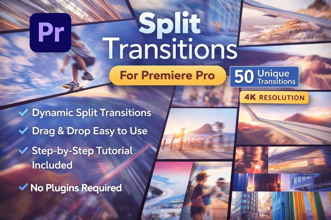 Premiere Pro Split Transitions |50 4K Modern Effects Presets - Etsy
