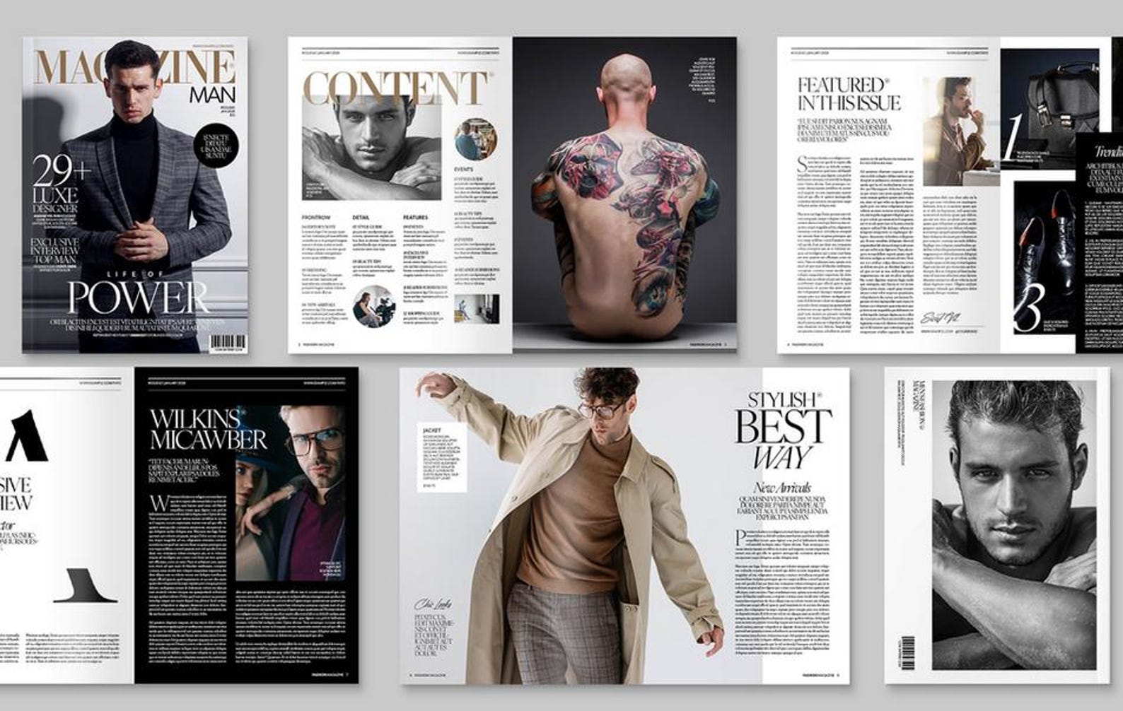 Editable Men's Fashion Magazine Indesign Template - Etsy