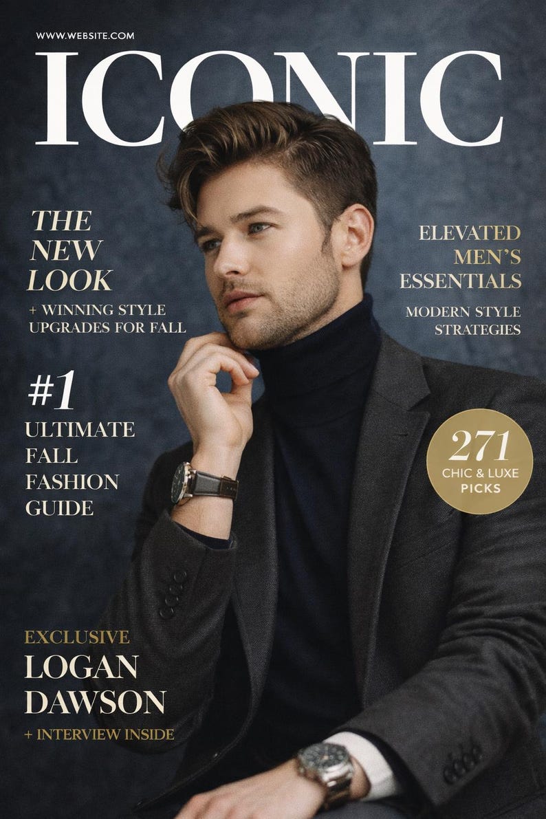 Editable 8 Fashion Magazine Cover Canva Templates | Editable Headers ...