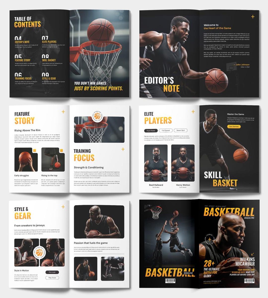 Editable Basketball Sports Magazine Template - Etsy