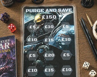 Tarjeta de desafío de ahorro fantástico / Rastreador de presupuesto inspirado en juegos de rol y guerra (inserto para carpeta A6)