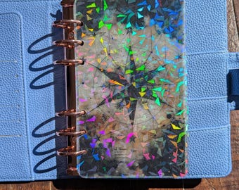 Separadores de agenda A6 de vitela holográfica celestial / Insertos para panel de control de astrología lunar y solar