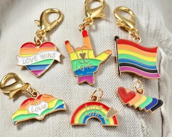 Rainbow Pride Pendant Charms, Set of 6