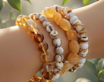 Bohemian Acrylic Beaded Stacking Bracelets, Set of 4