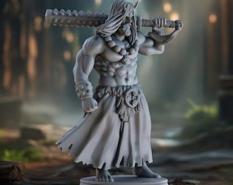 3D Printed Fantasy Warrior Ghost Resin Statue, RPG Shelf Decor