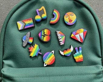 Rainbow PVC Shoe Charms, Beach Bag Decorations, 12 Piece Set