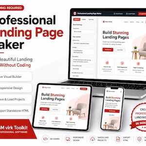 Generatore di landing page professionale / Creatore di siti web HTML / Modello di vendita senza codice / Download digitale responsive
