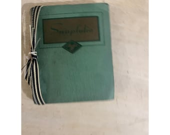 Álbum de fotos vintage Agfa Ansco Snapfoli verde de 1939 con instantáneas en blanco y negro de Indian Res