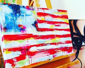 American Flag ABSTRACT Original Painting Custom made Modern | Etsy