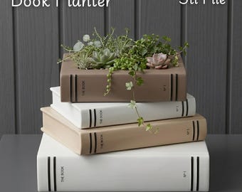 Book Planter STL File | 3D Printable Succulent Planter | Stack Book Flower Pot | Modern Home Decor | Aesthetic Desk Planter