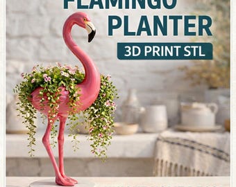 Flamingo Planter STL File | 3D Printable Planter Pot | Animal Flower Pot | Unique Home Decor | Garden & Desk Plant Holder