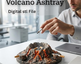 Volcano Ashtray STL File 3D Printable Ashtray Model Digital Download 3D Print File High Poly Ashtray STL Unique Home Decor Cigarette holder