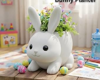 Cute Bunny Planter STL, Easter Bunny Plant Pot, 3D Print Planter File, Rabbit Flower Pot, Spring Decor, Desk Planter, Instant Download