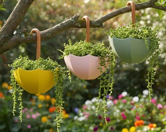 Umbrella Hanging Planter STL File | 3D Printable Flower Pot | Modern Garden & Window Decor | Digital Download