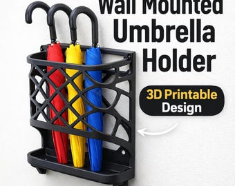 Modern Wall Mounted Umbrella Holder | 3D Printed Umbrella Organizer Rack | Entryway Storage | Minimalist Home Decor | Digital Download