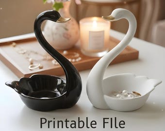 Swan Jewelry Holder STL File | 3D Printable Ring & Necklace Organizer | Elegant Vanity Decor | Instant Download Gift for Her