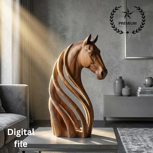 Horse STL | 3D Printable Horse Sculpture | Minimalist Horse Decor | Animal Statue File | CNC Router Digital Download |Abstract Horse
