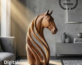 Horse STL | 3D Printable Horse Sculpture | Minimalist Horse Decor | Animal Statue File | CNC Router Digital Download |Abstract Horse