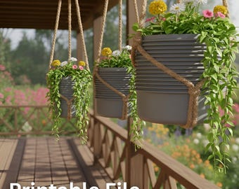 Hanging Planter STL File | 3D Printable Flower Pot | Modern Balcony Hanging Pot | Indoor Outdoor Plant Holder | Digital Download