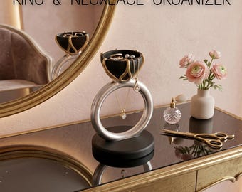 Ring Jewelry Holder STL File | 3D Printable Jewelry Stand | Necklace Holder | Modern Desk Organizer | Gift for Women | Digital Download