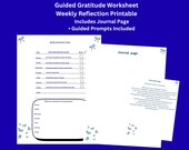 Guided Gratitude Worksheet Printable PDF, Weekly Reflection Journal Page, Mindfulness Self Care, Instant Download