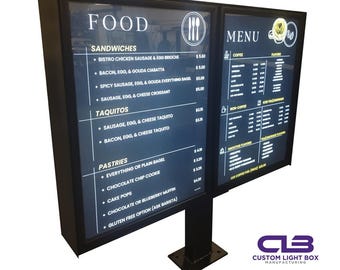 Tablero de menú LED UniLite 60/40 con diseño gráfico/personalizado para exteriores, para autoservicio - Letrero luminoso comercial para exteriores (no incluye envío)