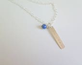 Custom Jewelry, Vertical Necklace, Pendant for Him, Silver Bar Nameplate, Father day Gift, Surprise for Him, Engrave Boyfriend Gift