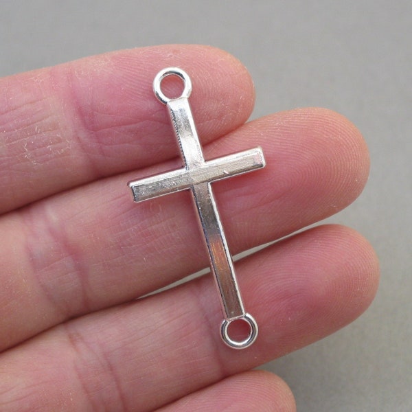 Cross Charm Connectors, Bracelet Cross Link pendant beads, up to 6 pcs, Antique Silver 21X43mm CM0605S