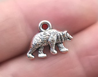 Bear Charms, Bear pendant beads, up to 20 pcs, Antique Silver 12X15mm CM1403S