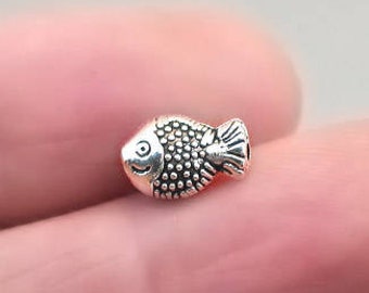 Fish Beads, Small Fish beads, up to 20 pcs, Antique Silver 6X10mm BD0111S