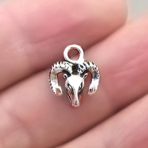 Ram Charms, Ram Head pendant beads, up to 50 pcs, Antique Silver 11X14mm CM1483S