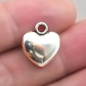 Heart Charms, Puffy Heart pendant beads, up to 20 pcs, Antique Silver 15X17mm CM1297S