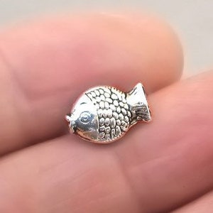 Fish Beads, Fish pendant beads, up to 40 pcs, Antique Silver 8X12mm BD0127S