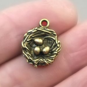 Bird Nest Charms, Bird Eggs Nest pendant beads, up to 20 pcs, Antique Bronze 15X19mm CM1469B