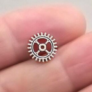 Gear Charms, Small Steampunk Gear pendant beads, up to 80 pcs, Antique Silver 10mm CM1303S