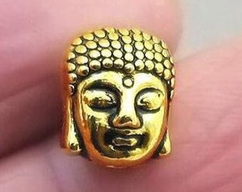 Buddha Beads, Buddha Head 3D pendant beads, up to 20 pcs, Antique Gold 9X11mm BD0093G
