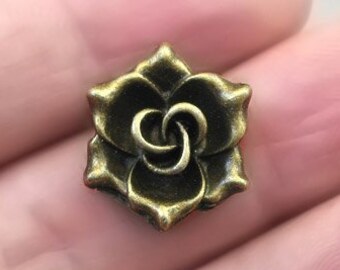 Rose Charms, Flower pendant beads, up to 15 pcs, Antique Bronze 16X19mm CM1106B