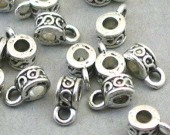 Tube Bails, Small Infinity Tube Bails, up to 50 pcs, Antique Silver 4X3X7mm BS01058SB