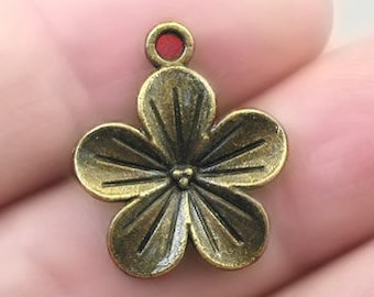 Flower Charms, Plum Blossom Flower pendant beads, up to 20 pcs, Antique Bronze 20X23mm CM1415B