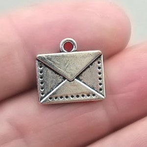 Envelop Charms, Letter Mail pendant beads, up to 30 pcs, Antique Silver 14X15mm CM1410S