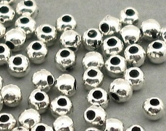 Round Spacer Beads, Small Ball Spacer Beads, up to 400 pcs, Antique Silver 2.5mm SB005S